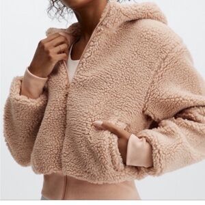 Fabletics Tan Sherpa Kids Jacket